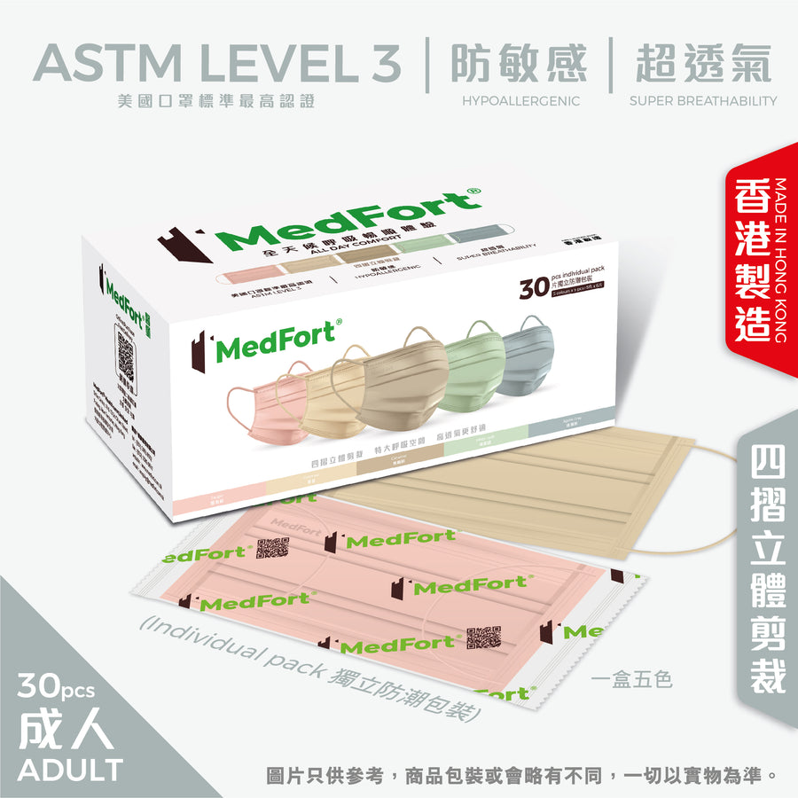 ASTM Level 3 成人裝口罩 (混色系列)<br>(每盒5色)