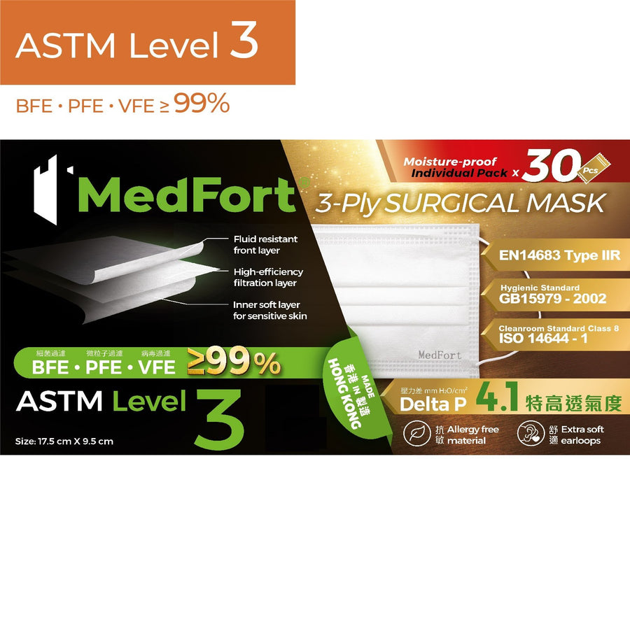 ASTM Level 3 成人裝口罩 (橙色)<br>(新舊包裝隨機發貨)